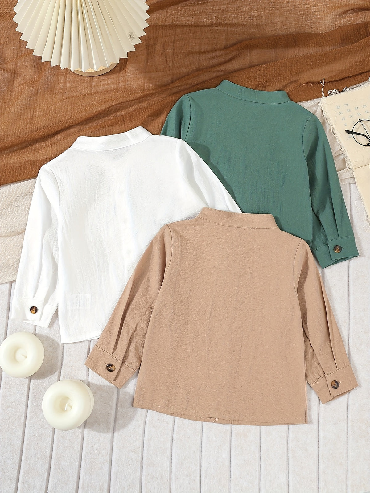 [3 chemises enfants automne] Ensemble de 3 chemises à col droit facile — Monptitlou Image