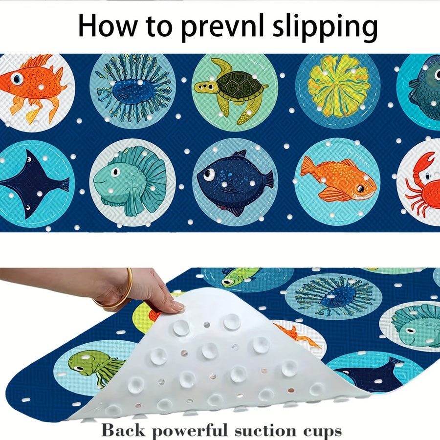 1 tapis de bain motif vie marine, idéal pour la salle de bain — Monptitlou