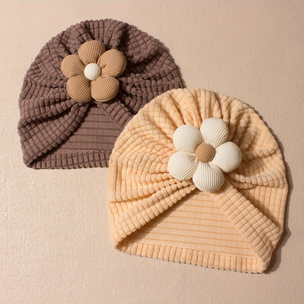 1/2/3 pièces Chapeau Turban à Rayures et Fleurs, Chaud, Confortable — Monptitlou Image