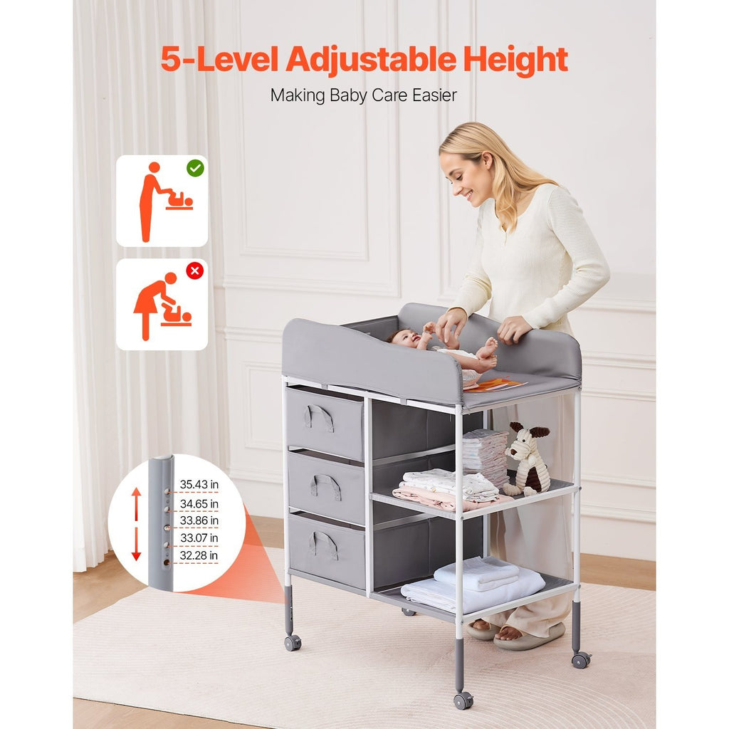 VEVOR Table De Changement D'urgence Portable Avec 3 Tiroirs Et Roues — Monptitlou