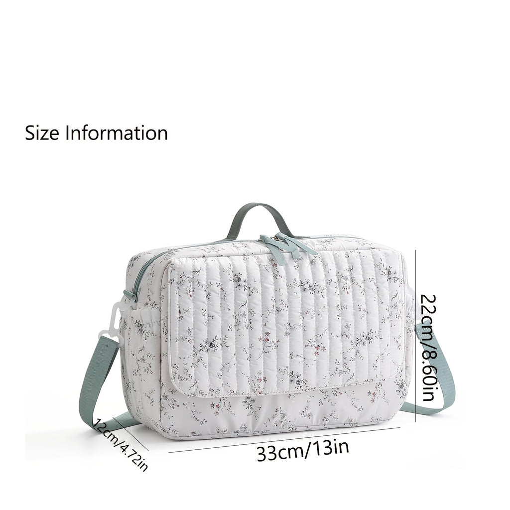 Sac à langer à imprimé floral vert avec un motif floral vert doux et à — Monptitlou