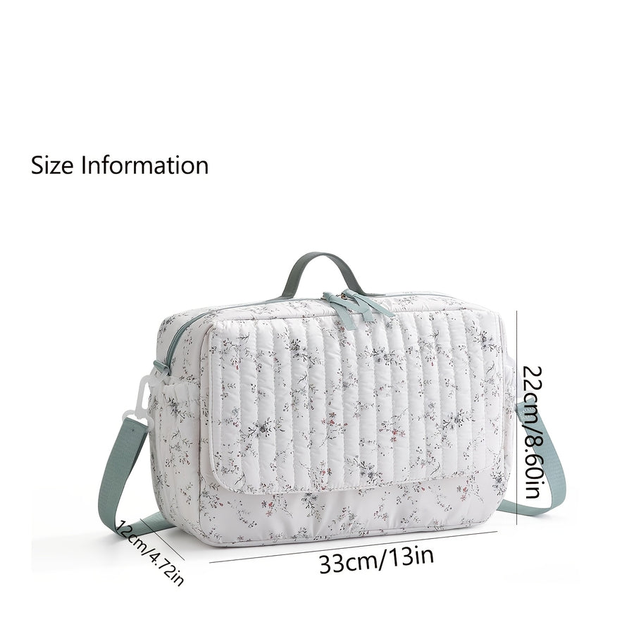 Sac à langer à imprimé floral vert avec un motif floral vert doux et à — Monptitlou
