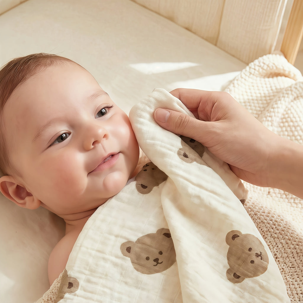 Lot de 5 lavettes bébé en coton doux à motifs — Monptitlou