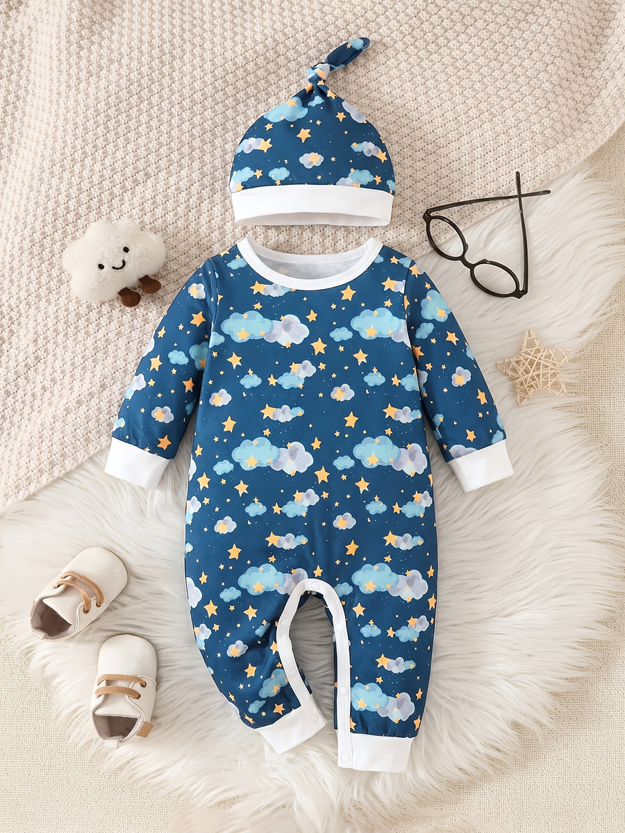 Barboteuse Nuage Ciel Étoilé, Printemps/Automne Unisexe Bébé — Monptitlou