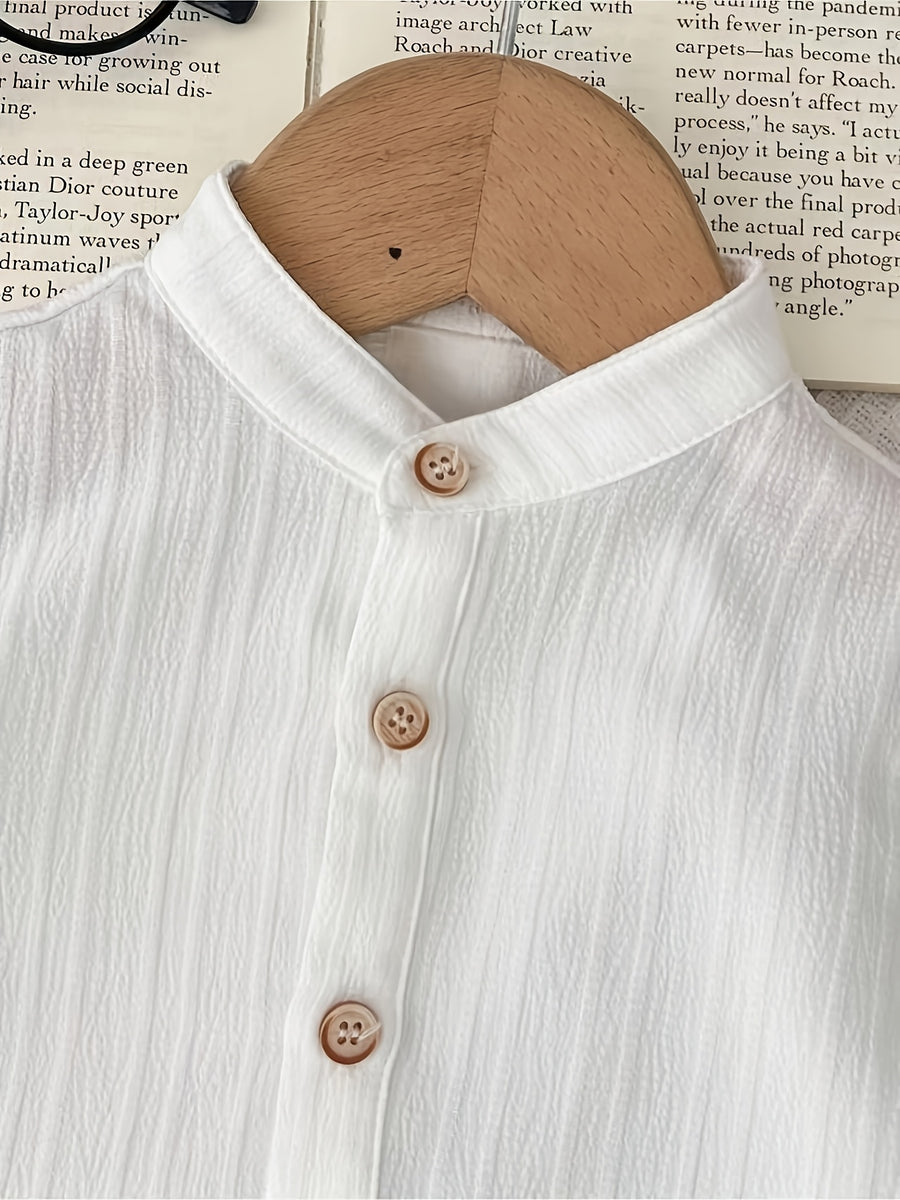 [Idéal été automne] Ensemble chemise à manches longues unie et rayée et — Monptitlou