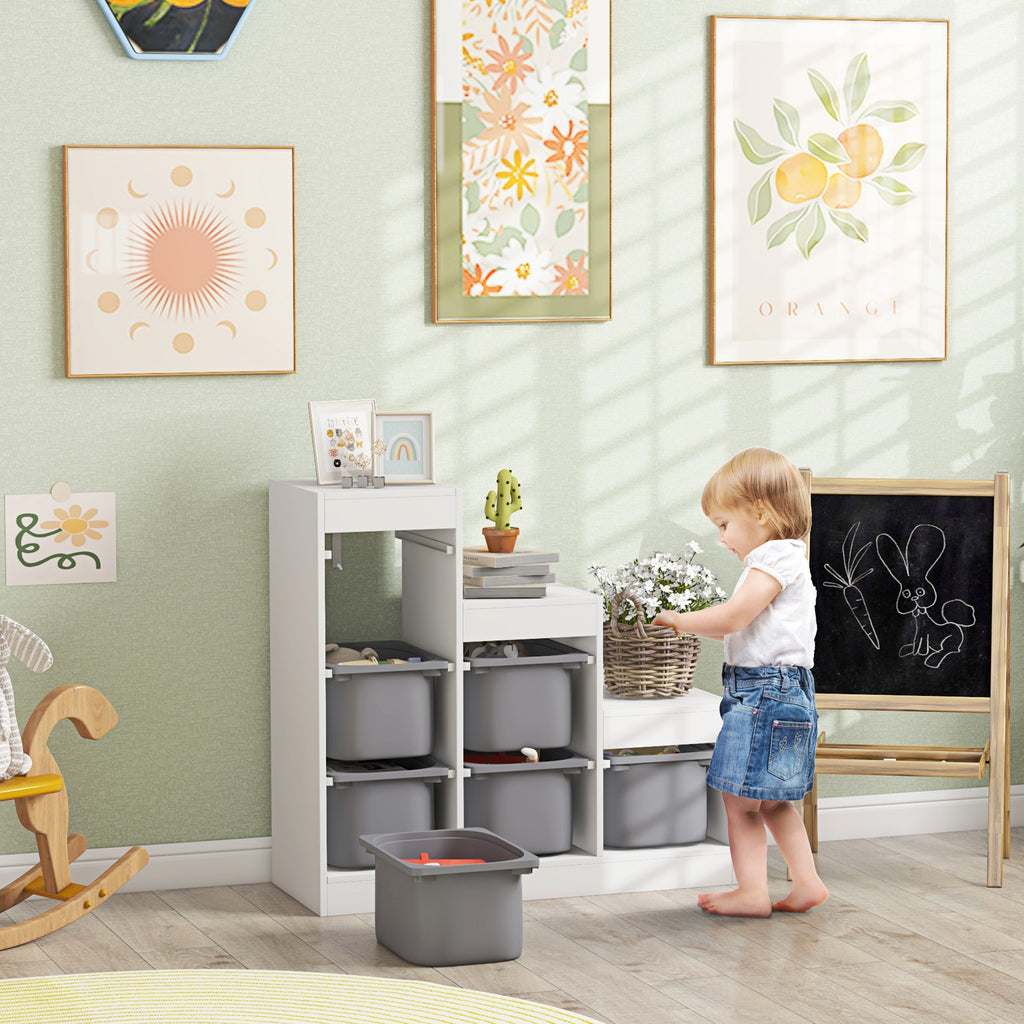 Meuble de rangement pour jouets avec 6 bacs amovibles et 3 niveaux — Monptitlou