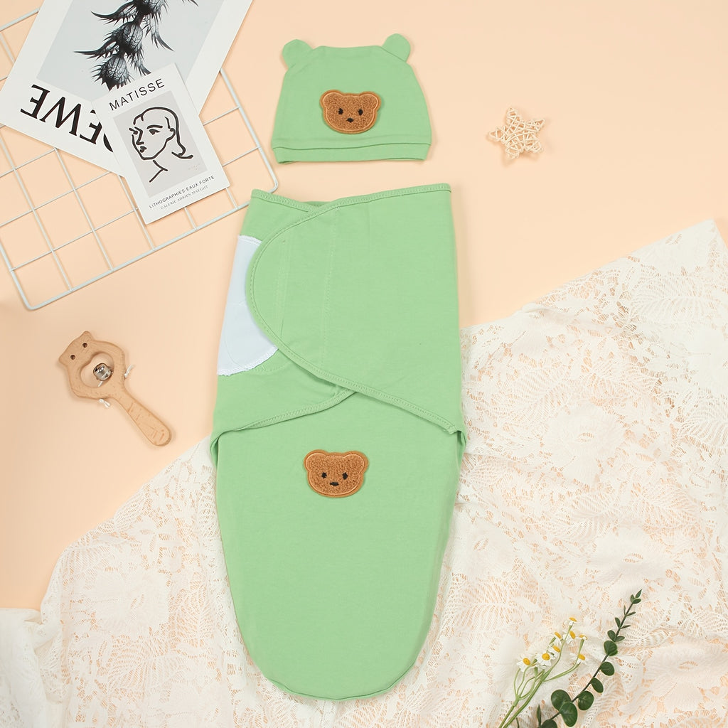 Ensemble Bébé Pure : Doublure et Bonnet, Motif Ours — Monptitlou