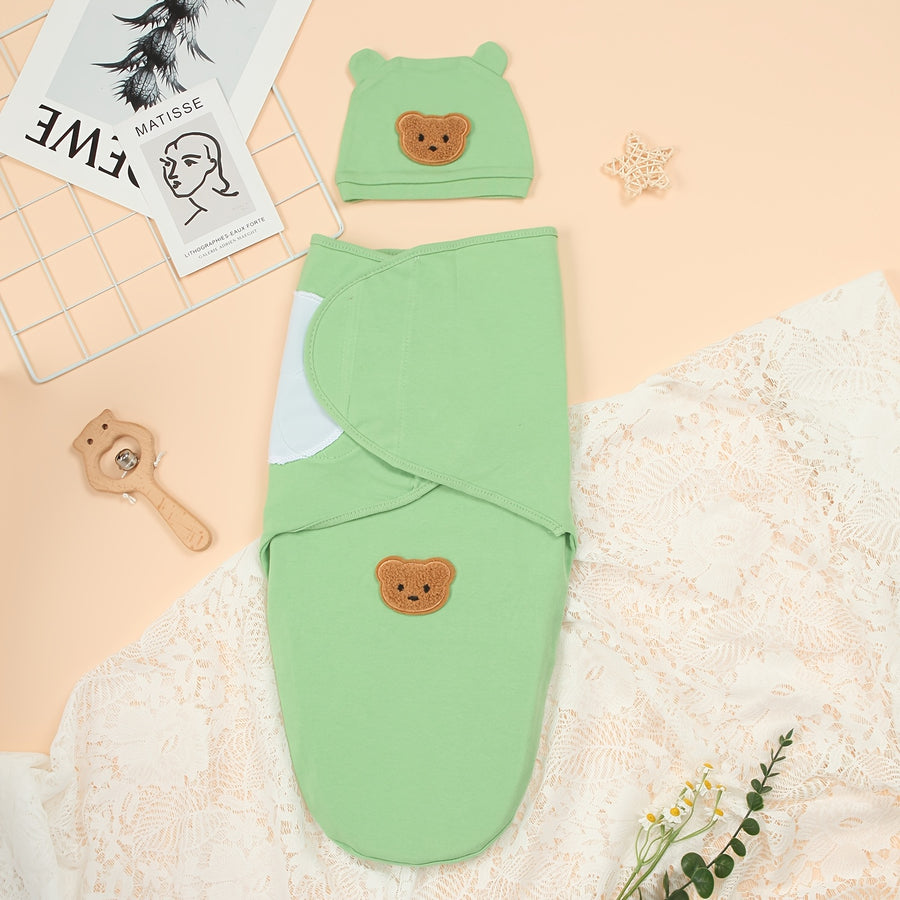 Ensemble Bébé Pure : Doublure et Bonnet, Motif Ours — Monptitlou