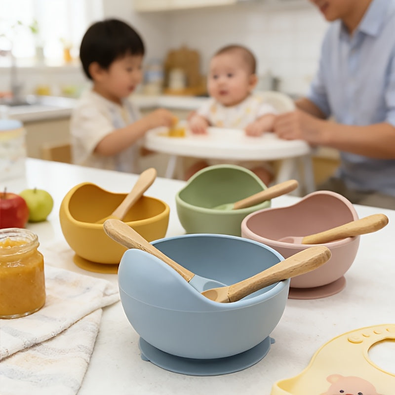 Bol et cuillère pour bébé, bol anti-dérapant à ventouse avec cuillère à — Monptitlou