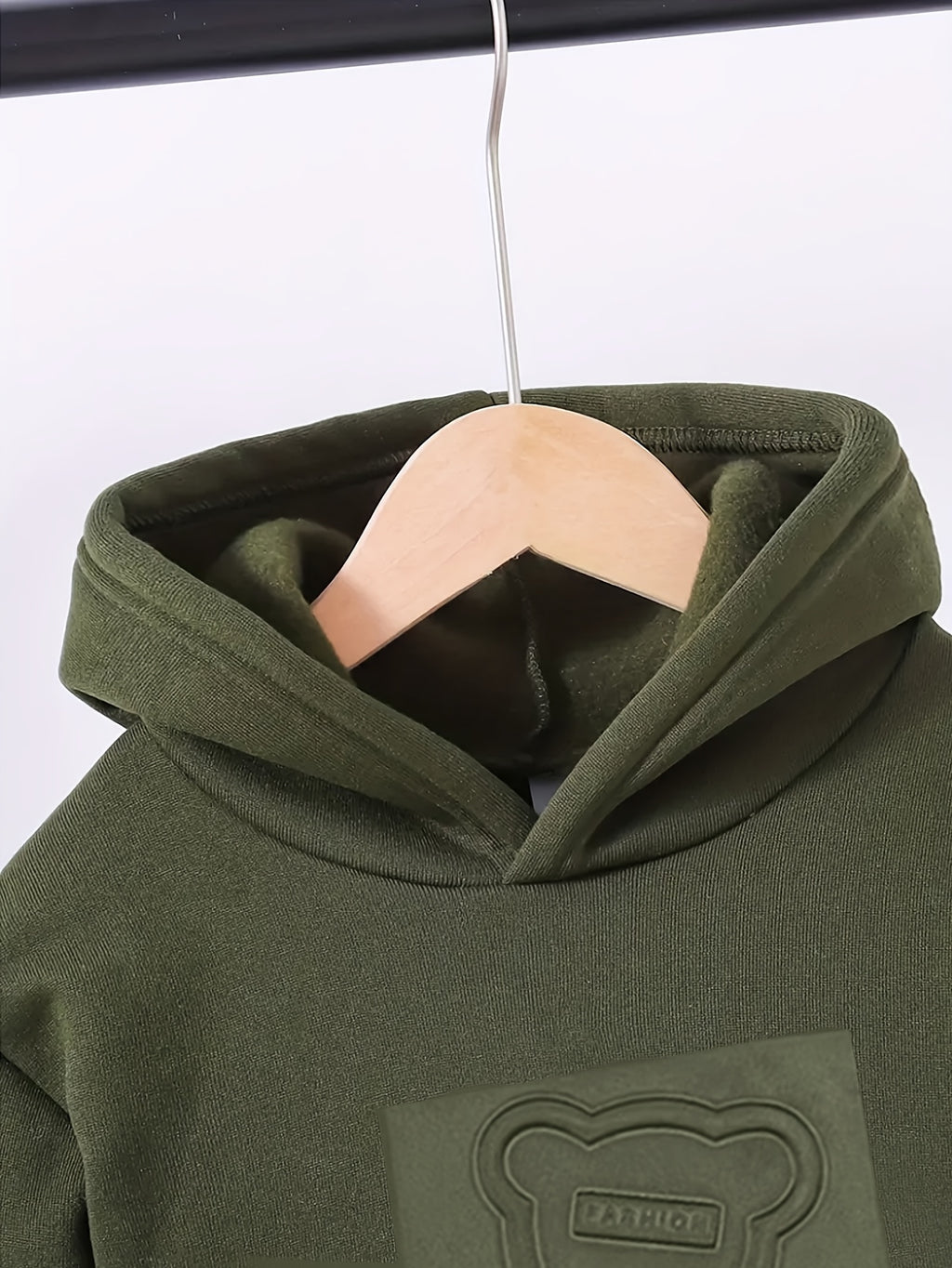 Ensemble de sport à capuche épais motif ours 3D en relief pour automne