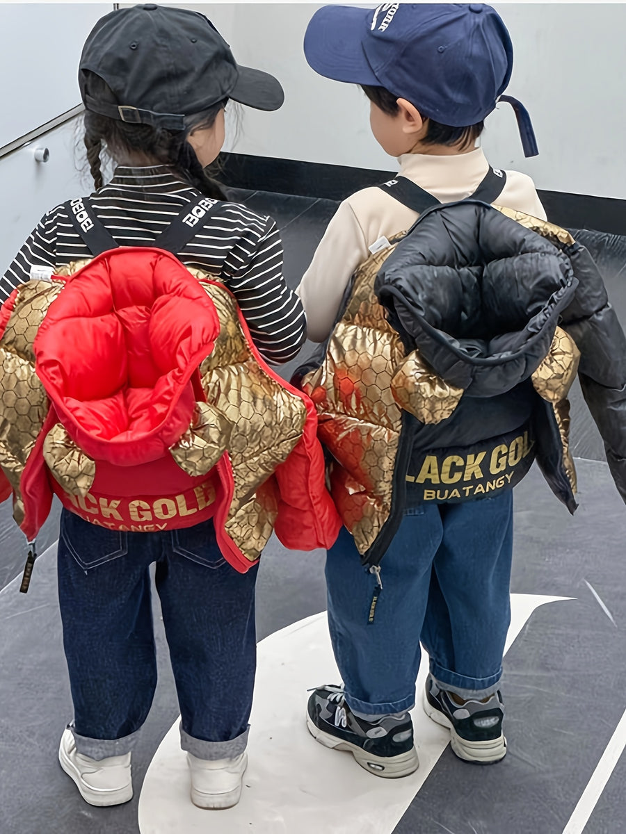 Veste matelassée matelassée nid d'abeille noire et dorée à capuche et — Monptitlou