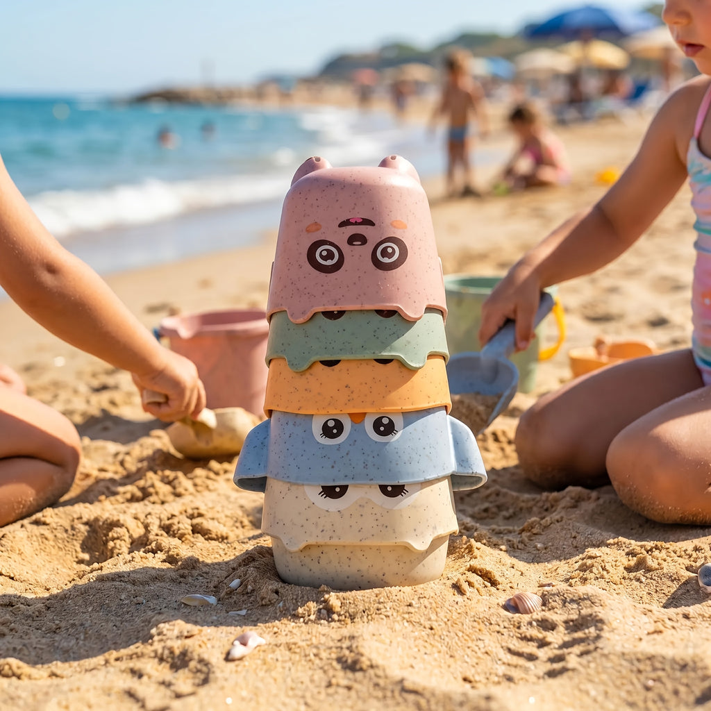 5 gobelets de rangement pour salle de bain avec animaux de dessins — Monptitlou