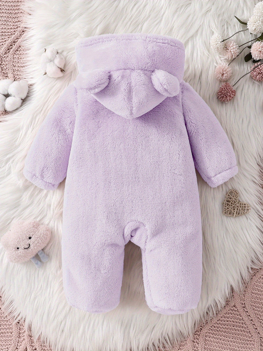 Combinaison bébé fille en peluche violette pour automne hiver — Monptitlou