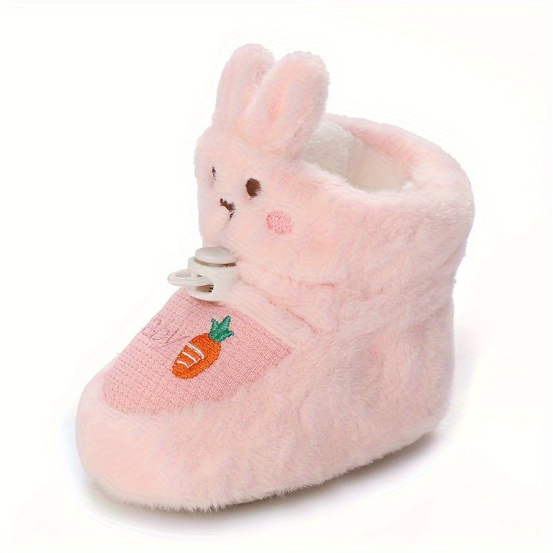 Chaussures d'hiver pour nouveau-nés 0-1 an, bottes chaudes doublées peluche avec motifs mignons, semelles souples, chaus