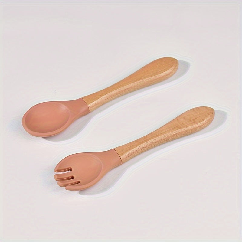 Cuillère en silicone alimentaire avec manche en bois — Monptitlou