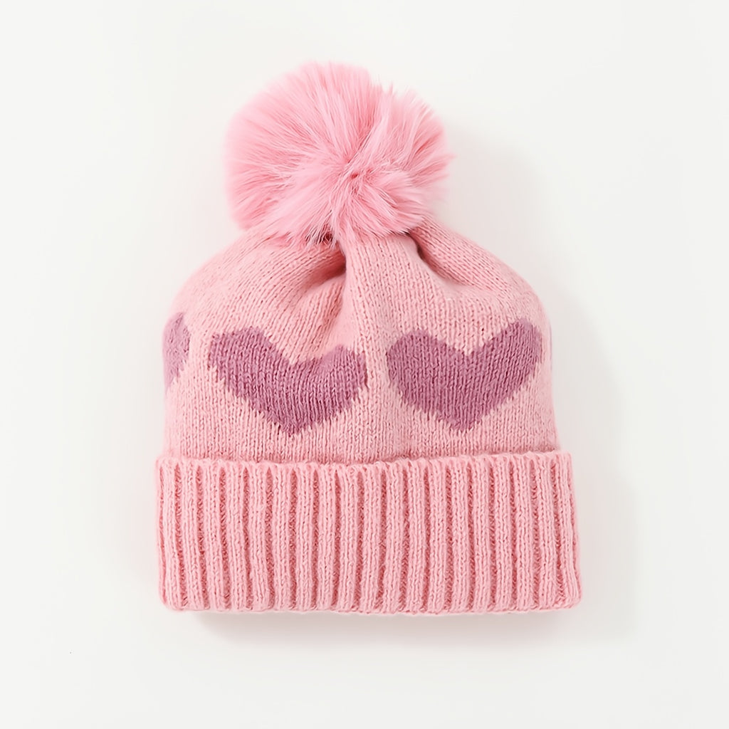 Bonnet d'hiver pour bébé, tricot jacquard épais double épaisseur avec — Monptitlou