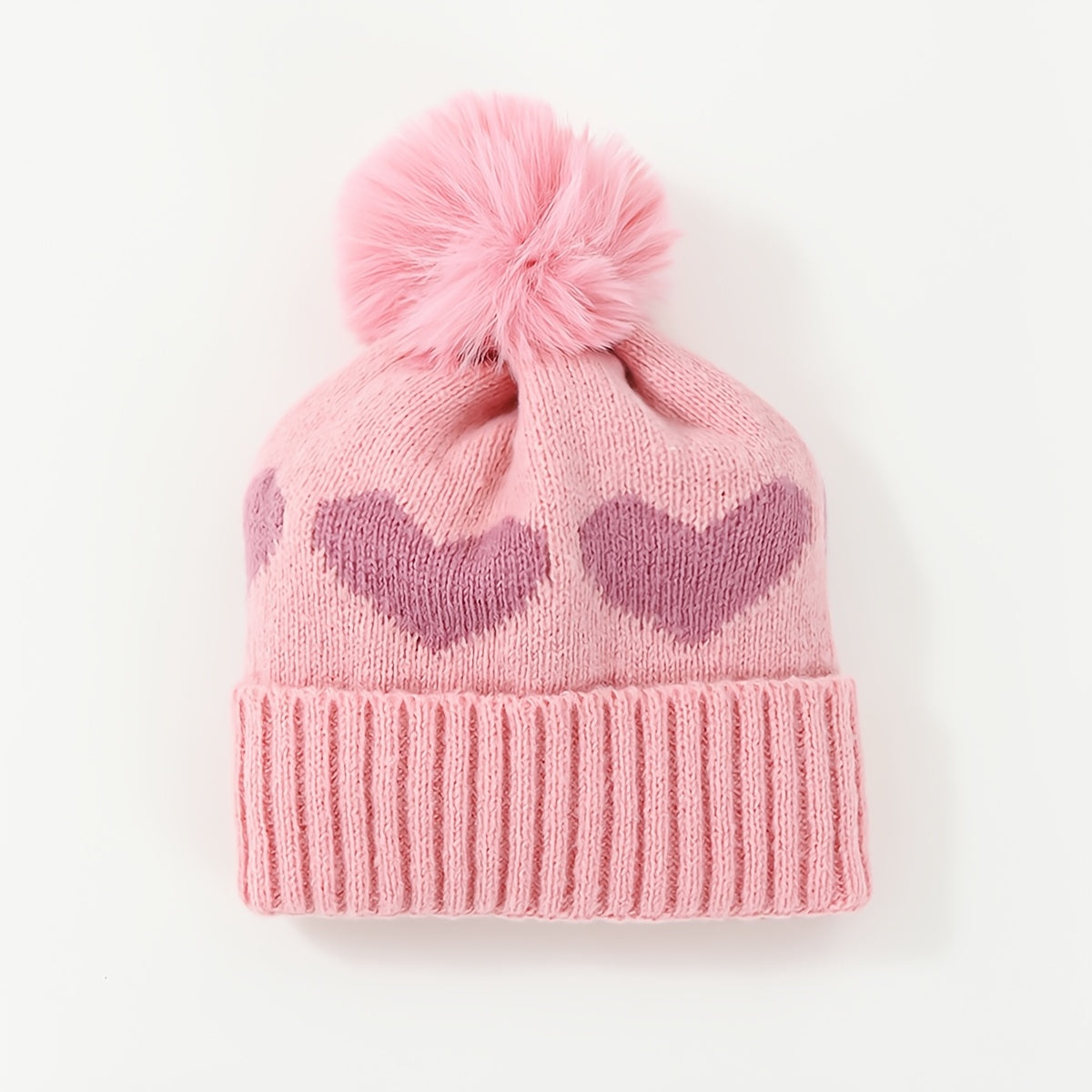 Bonnet d'hiver pour bébé, tricot jacquard épais double épaisseur avec — Monptitlou Image