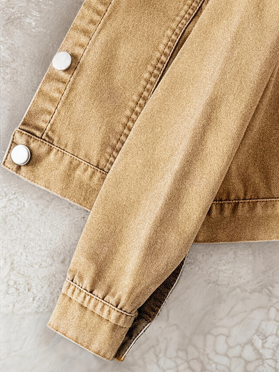Veste en jean pour garçon avec motif tracteur cartoon orange au dos et — Monptitlou