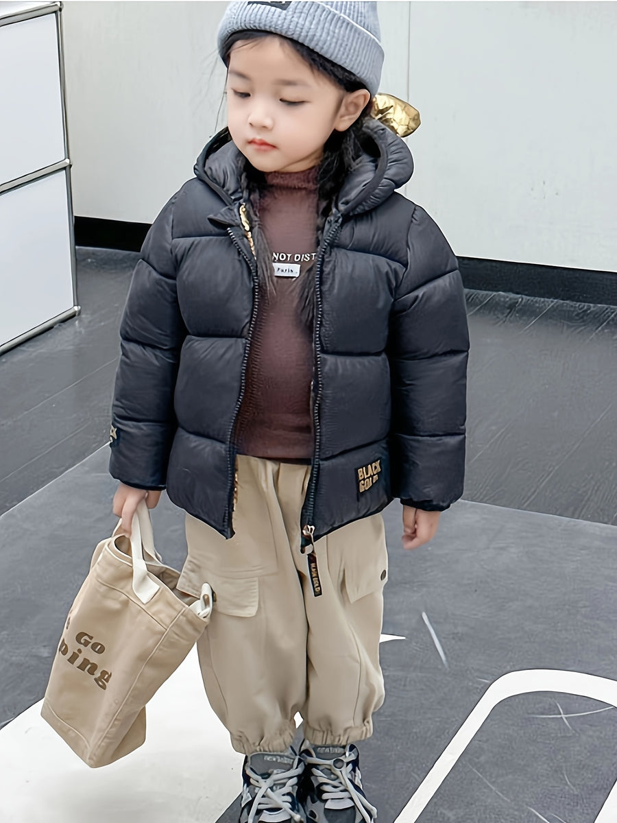 Veste matelassée matelassée nid d'abeille noire et dorée à capuche et — Monptitlou