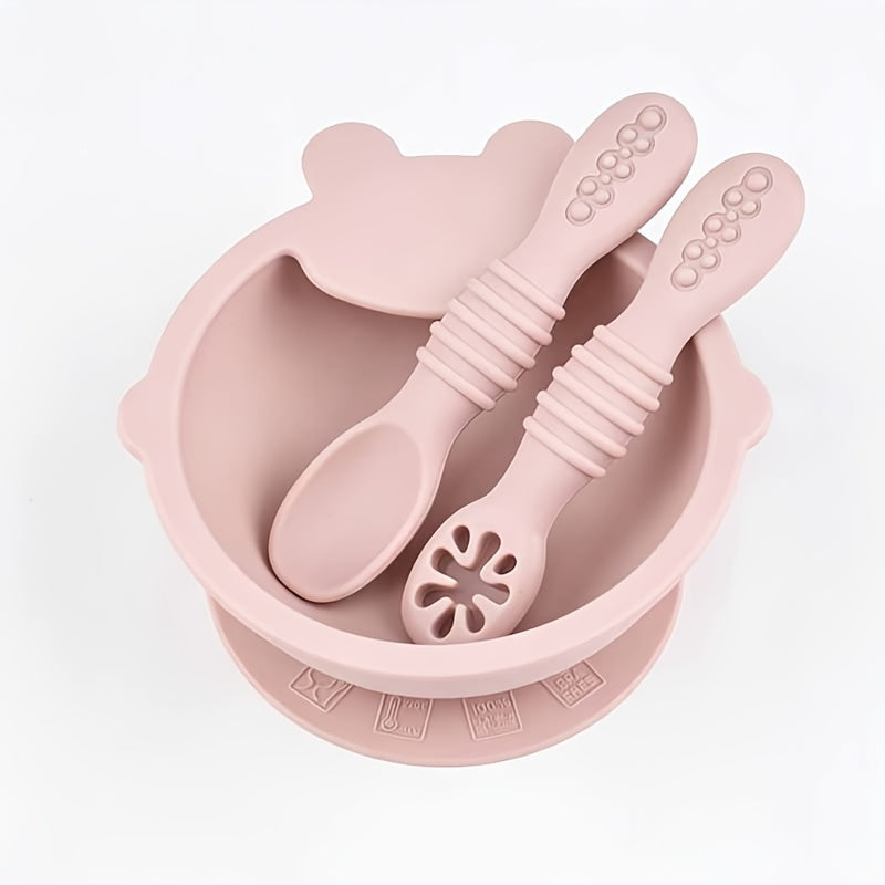 Lot de bol alimentaire en silicone pour bébé avec ventouse et cuillère — Monptitlou