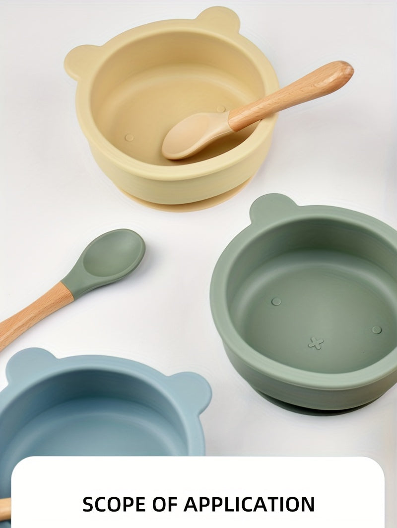 Ensemble de vaisselle pour bébé en silicone alimentaire avec ventouse — Monptitlou