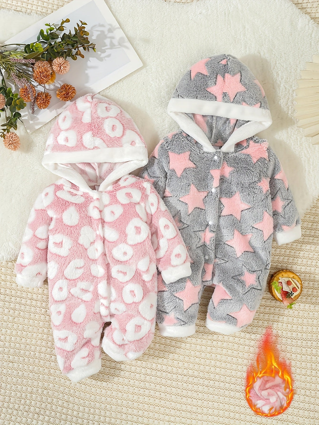 Combinaison à capuche avec motif cœur mignonne pour bébé fille — Monptitlou