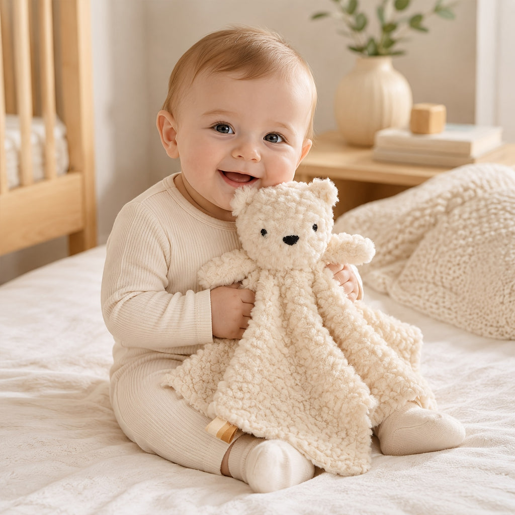 Adorable jouet apaisant pour bébé ours brun — Monptitlou