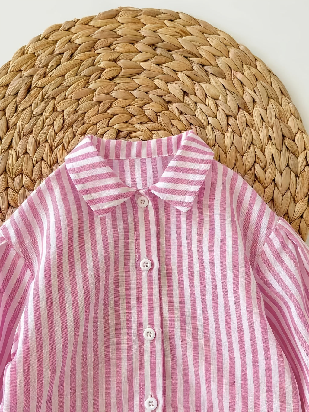 [Chemise bébé rayée] 1 pc Chemise bébé style doux à col polo manches — Monptitlou