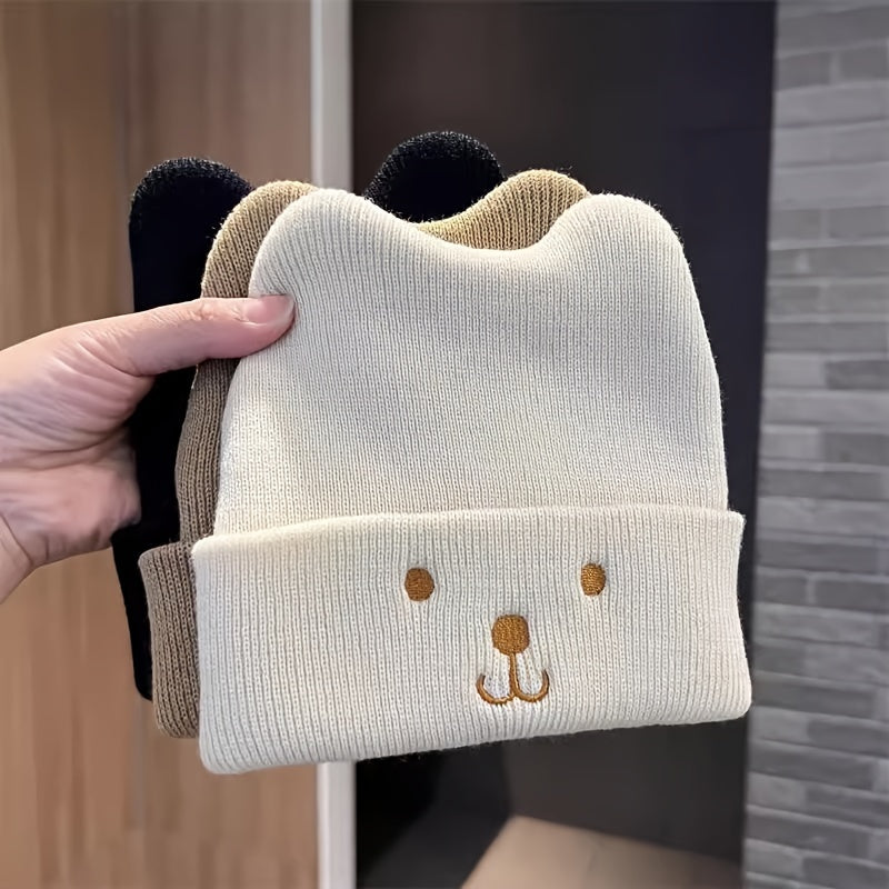 Bonnet en Coton Tricoté pour Tout-Petits avec Design Oreilles d'Ours — Monptitlou