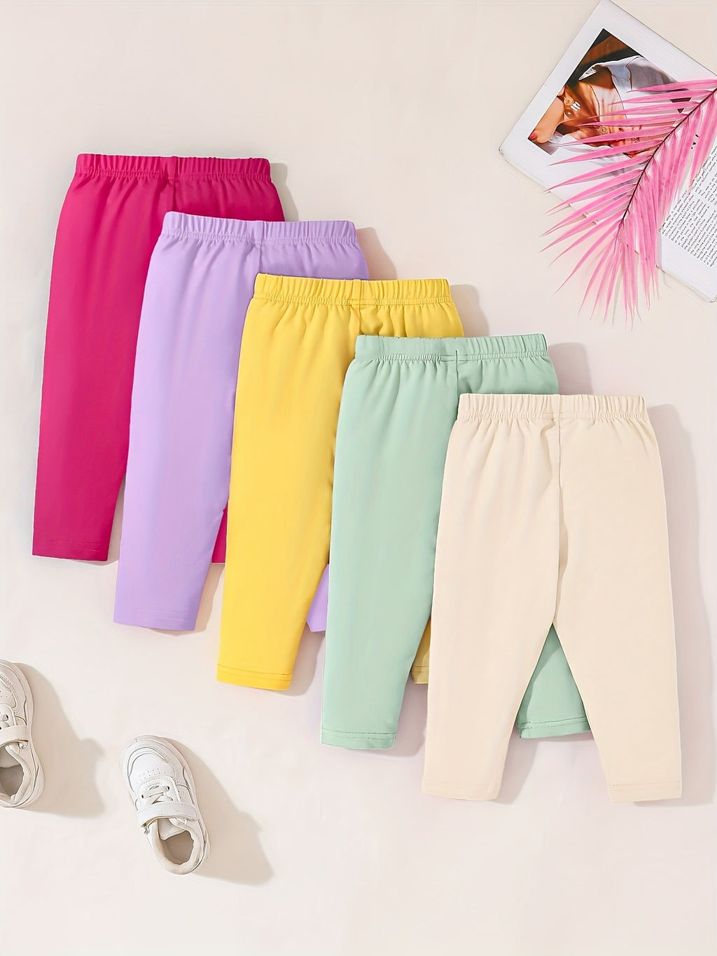 Leggings pour filles de couleur unie, leggings à motif nœud, filles — Monptitlou
