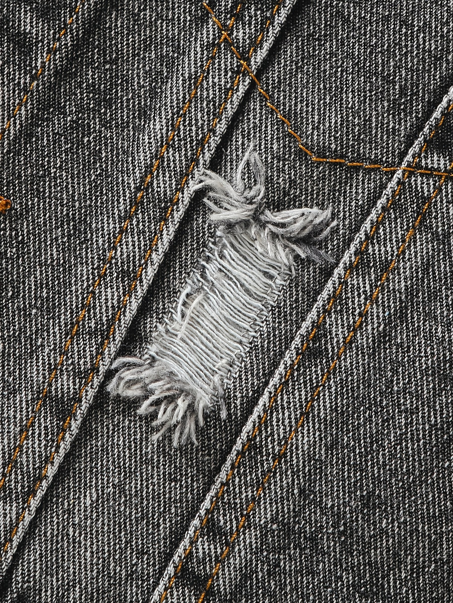 Veste en jean délavé bleu clair motif petit ours pour bébé garçon — Monptitlou