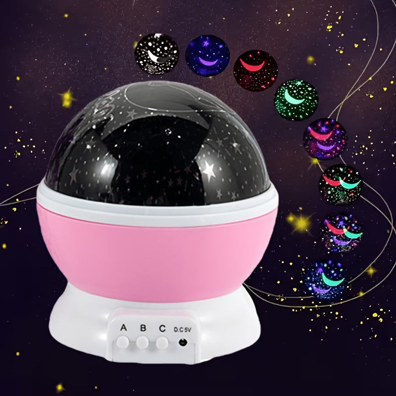 Lampe d'ambiance projection étoiles et lune, multi-couleurs rotative — Monptitlou