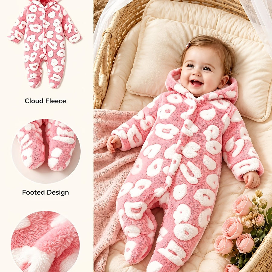 Barboteuse à capuche mignonne pour fille, épaissie et en peluche — Monptitlou