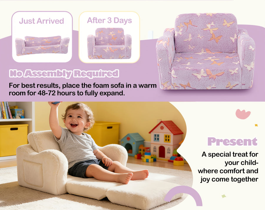 Canapé-lit pliable 2 en 1 pour enfants, tissu flanelle doux — Monptitlou