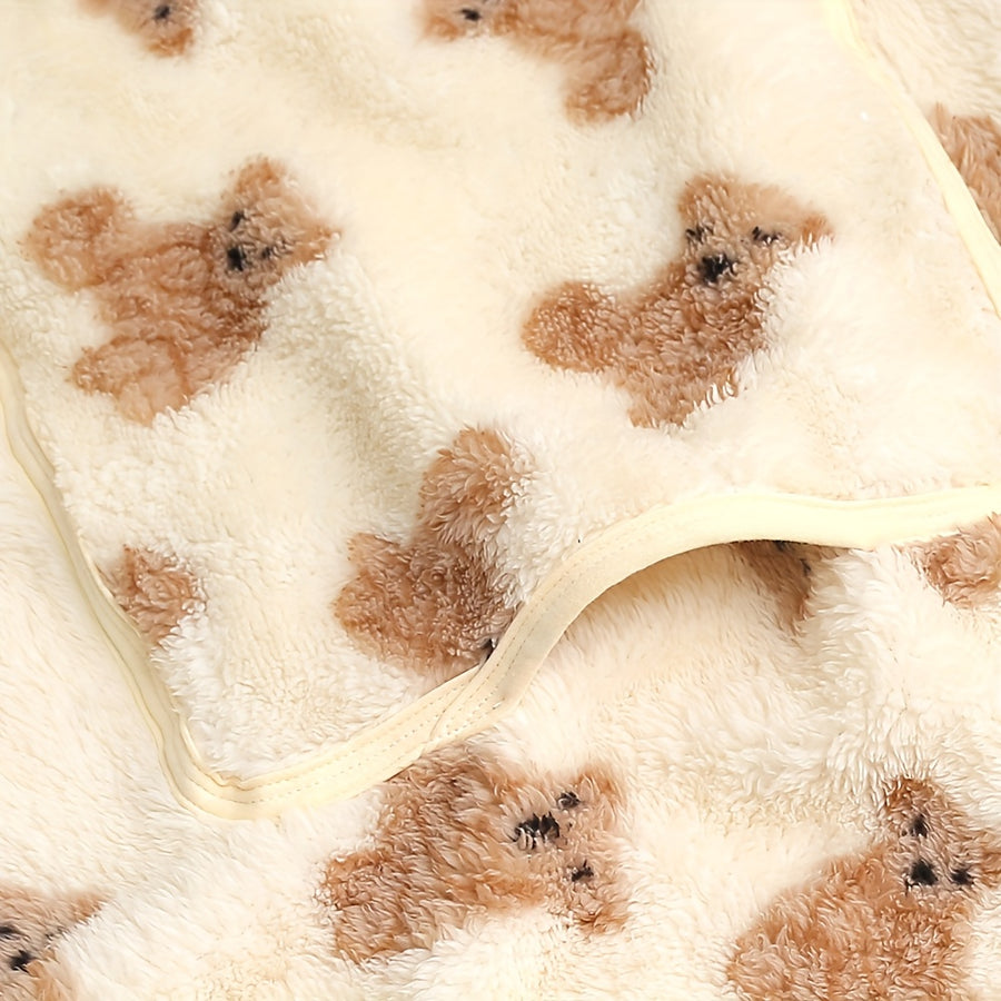 Couverture épaisse en polaire avec capuche et motif d'ours — Monptitlou
