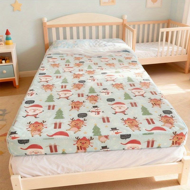 Matelas de berceau, tissu de Noël respirant, fermeture éclair — Monptitlou