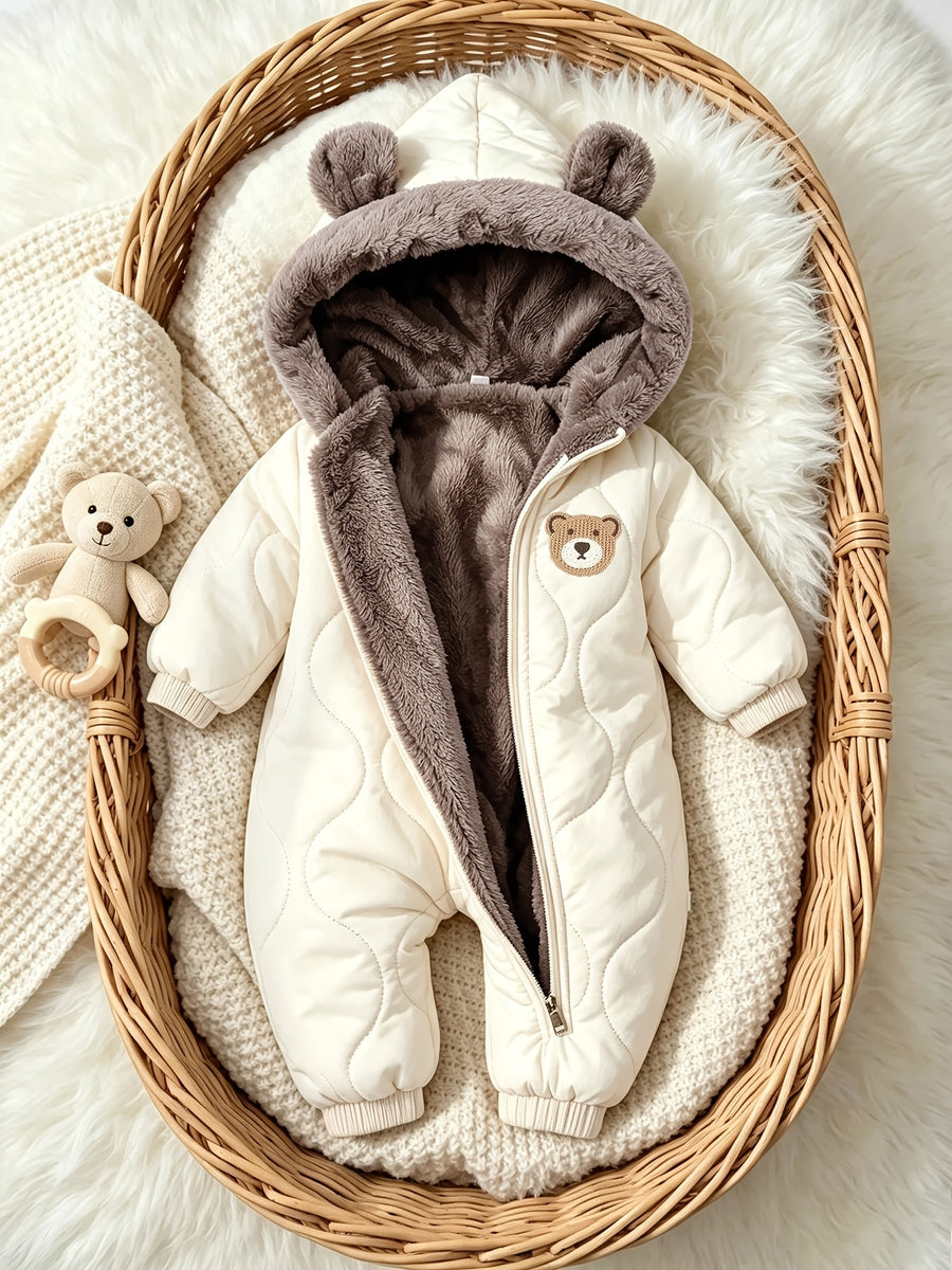 Combinaison bébé d'hiver à oreilles d'ours en relief — Monptitlou
