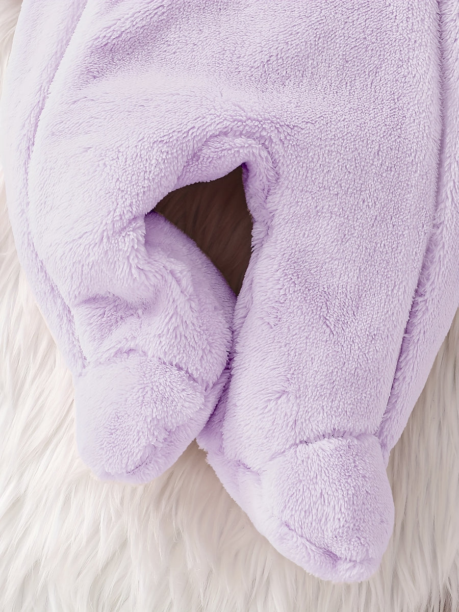 Combinaison bébé fille en peluche violette pour automne hiver — Monptitlou