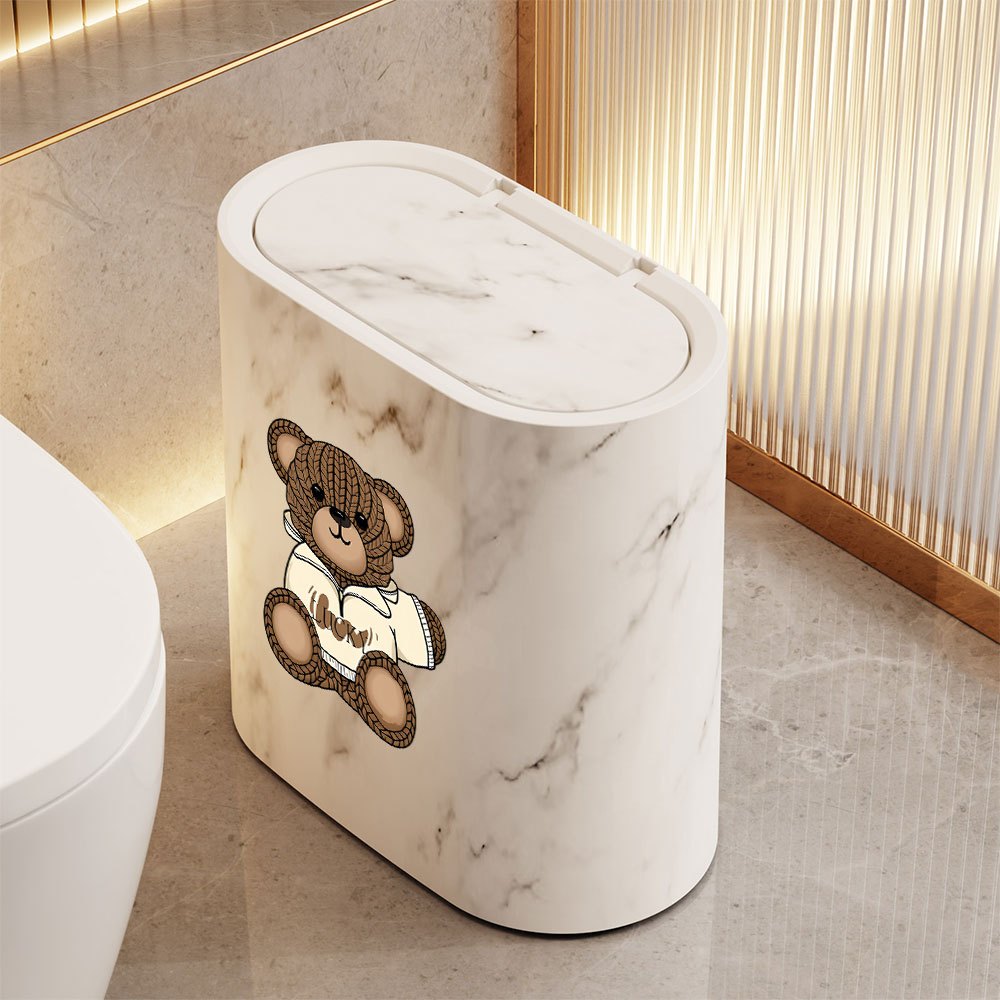 Poubelle à motif tacheté, couvercle à pression avec motif ours — Monptitlou
