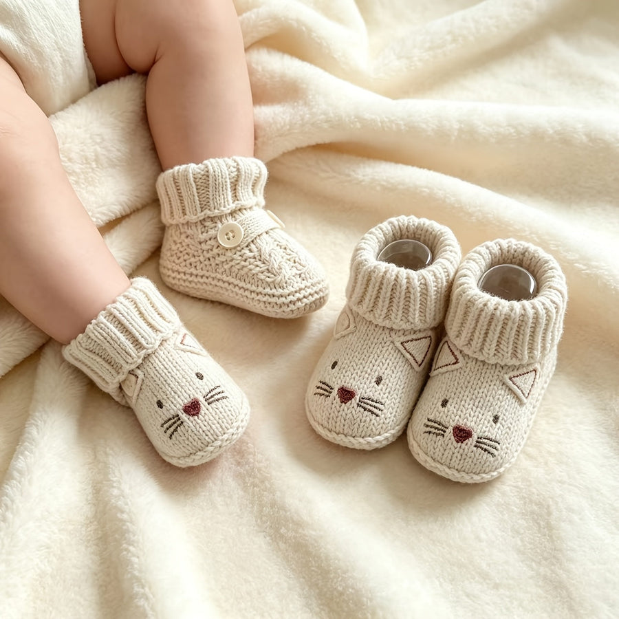 Paires de chaussures tricotées pour nourrisson à motif d'animaux — Monptitlou