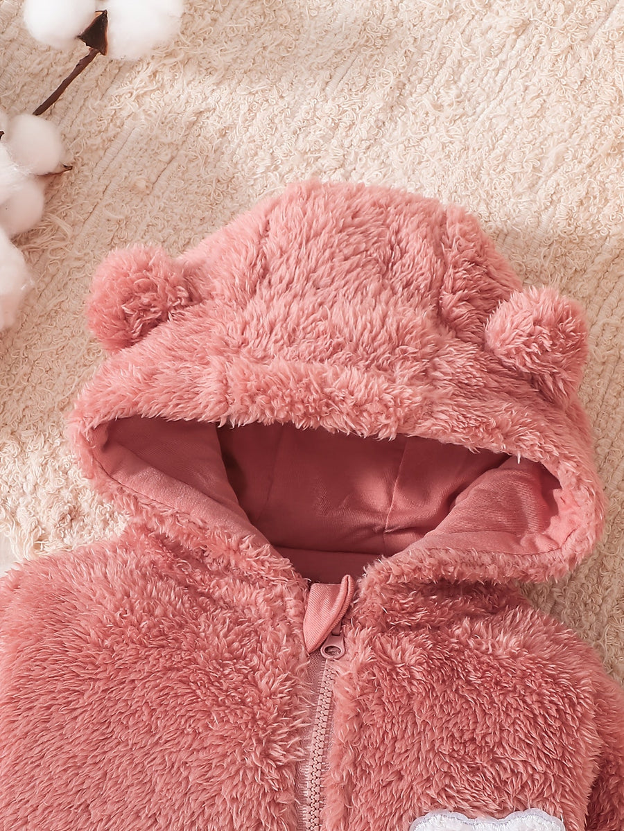 Combinaison pieds longs manches longues rose pour bébé fille — Monptitlou