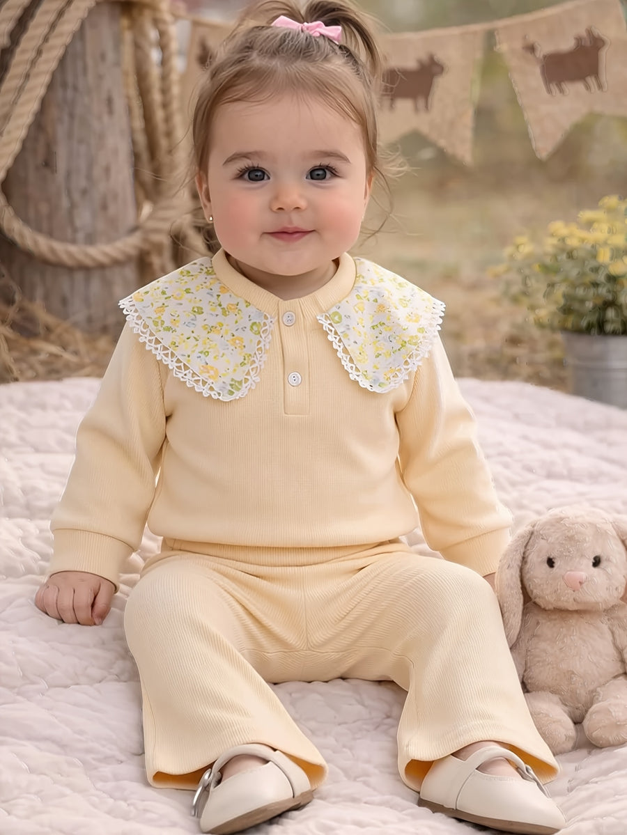 Ensemble 2 pièces pour fille printemps/automne à imprimé floral avec — Monptitlou