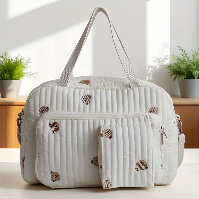 Pochette en tissu ours en peluche brodée floral 2025 — Monptitlou Image