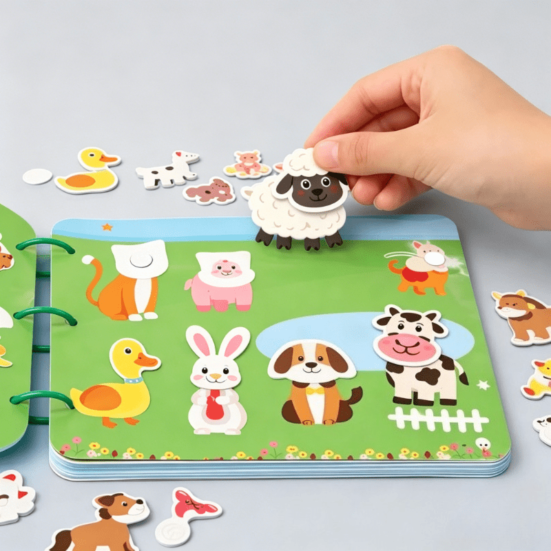 Livre d'activités autocollants interactif pour l'apprentissage précoce — Monptitlou