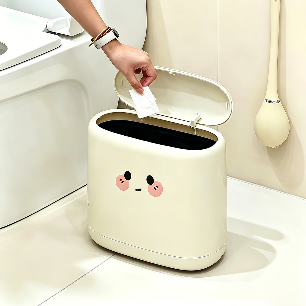 Poubelle Slim Mignonne avec Couvercle, Type Pression — Monptitlou
