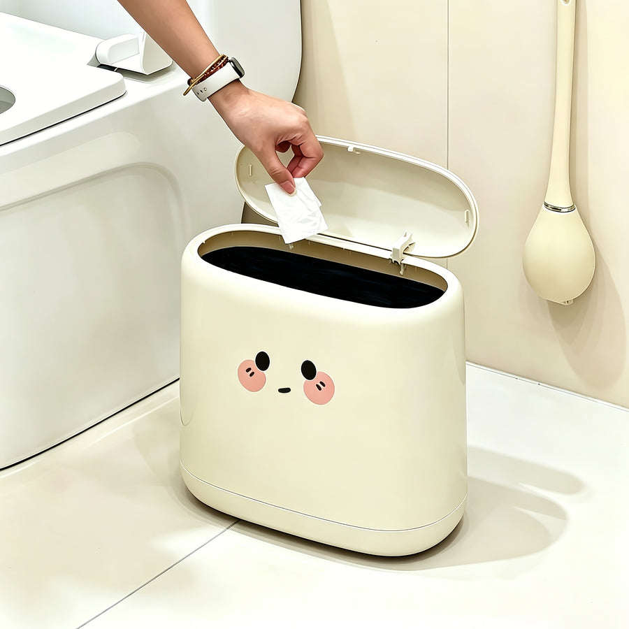 Poubelle Slim Mignonne avec Couvercle, Type Pression — Monptitlou