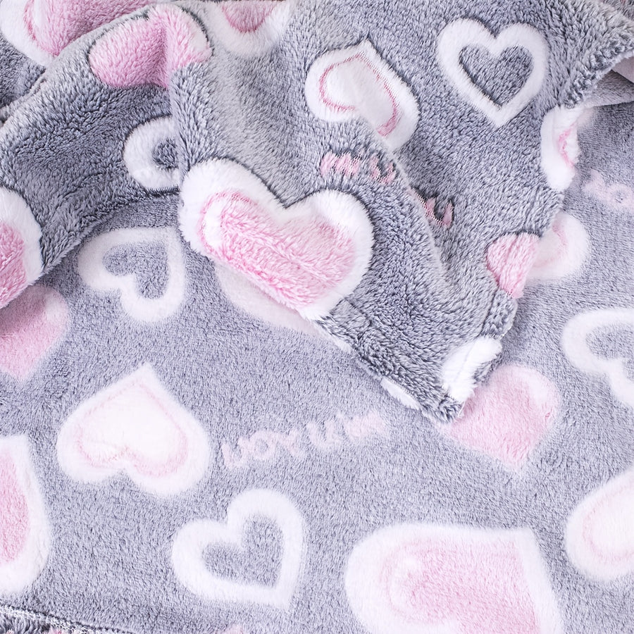 1 Couverture Bébé en Flanelle Douce, Motif de Lettre Cœur — Monptitlou