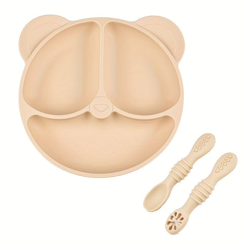 [Cadeau pour enfants] Assiette Divisée en Silicone (avec Ventouse) et 2 — Monptitlou