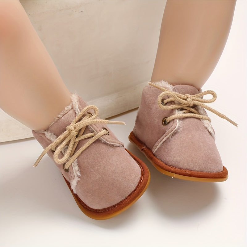 Chaussures d'Hiver pour Enfants 0-18 Mois Semelle Souple Doublure Polaire Style Coréen Chaussons de Marche Bébé 0-1 An 2
