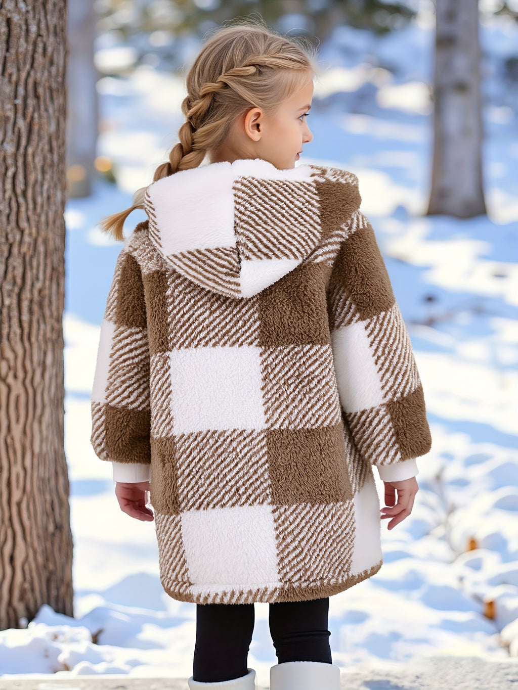 Veste longue à capuche pour fille, à la mode